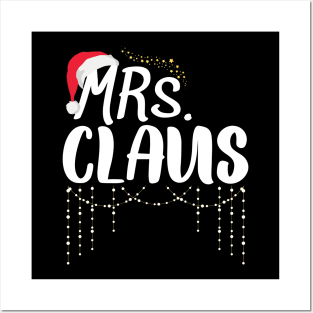 Mrs And Mr Claus Couples Matching Christmas Santa Pajamas Posters and Art